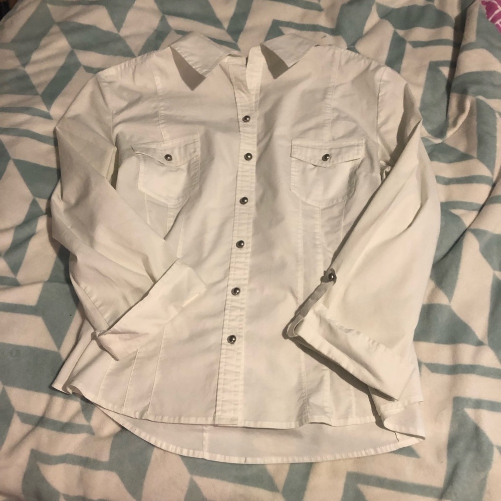 White Button up with metal buttons